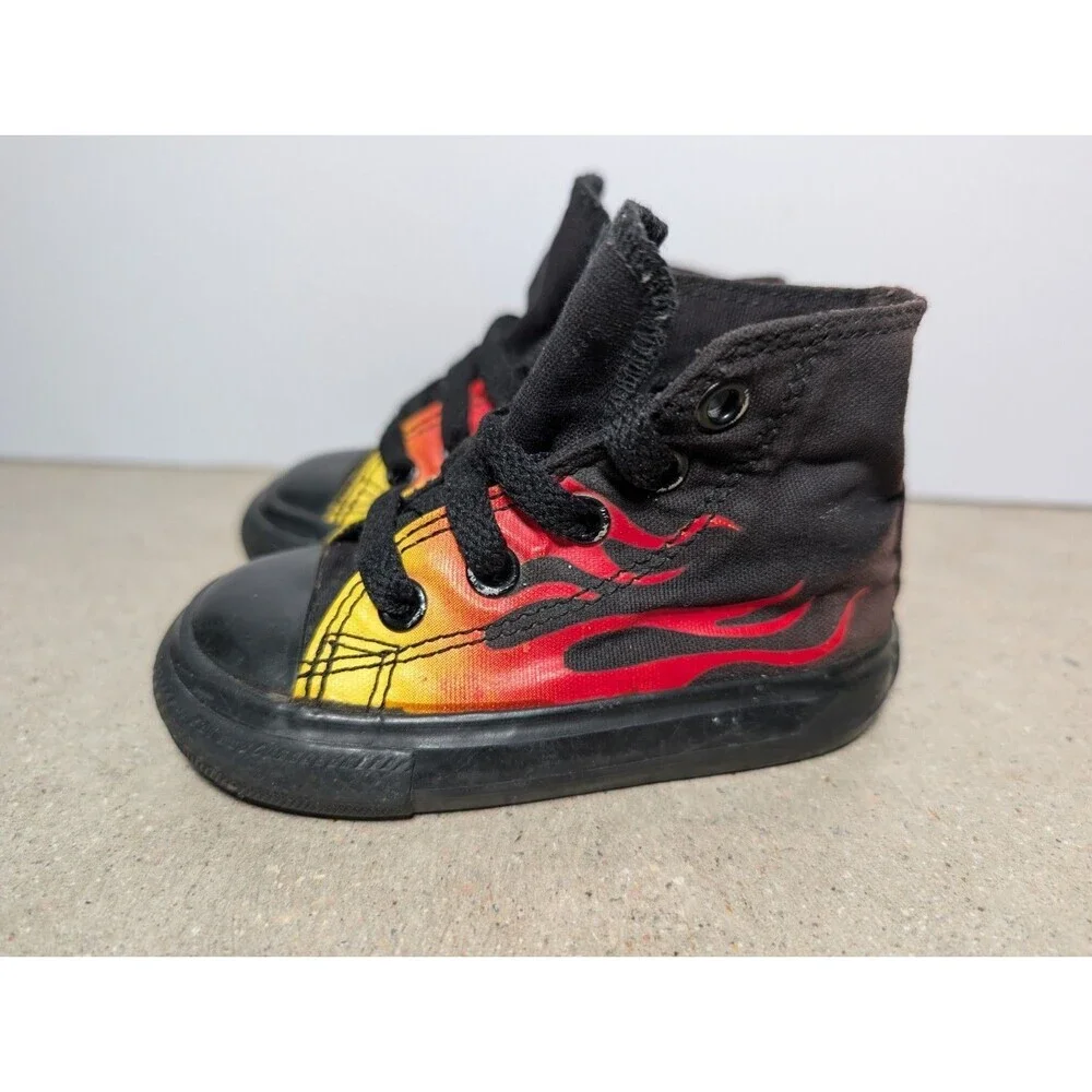 Converse Chuck Taylor All Star Hi Flames Fire Black Toddler Shoes Size 4T